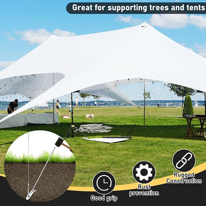 Qualirey 12 Pack Galvanized Wolf Fang Anchor Heavy Duty Ground Earth Anchors for Trapping Tents Sheds Carports Swing Set Greenhouse