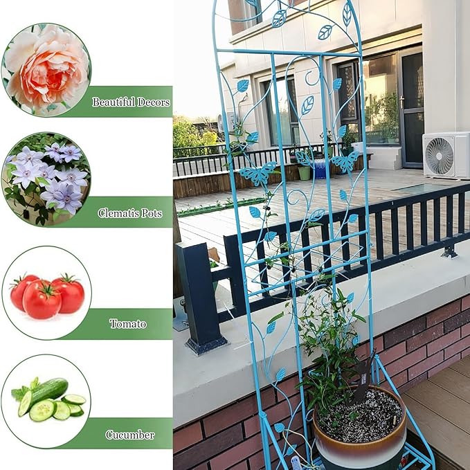 LTSRLL Extra Tall Garden Trellis Rust Proof Plant Screen Support with Base - Easy to Install - 4colors(Apricot220x50cm)