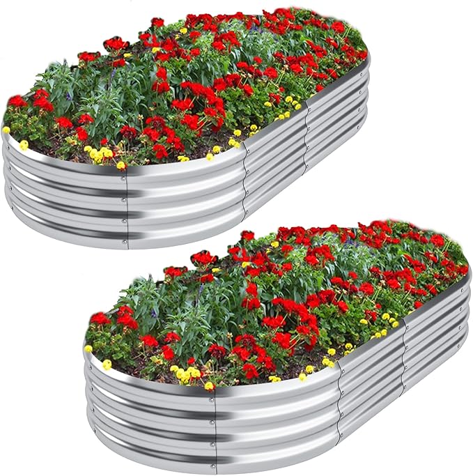Galvanized Raised Garden Bed Kit 2packPlanter Raised Beds 6x3x1ft for GardeningOutdoor Metal Garden Bed Planter Box for FlowersFruitsVegega Raised Garden Bed