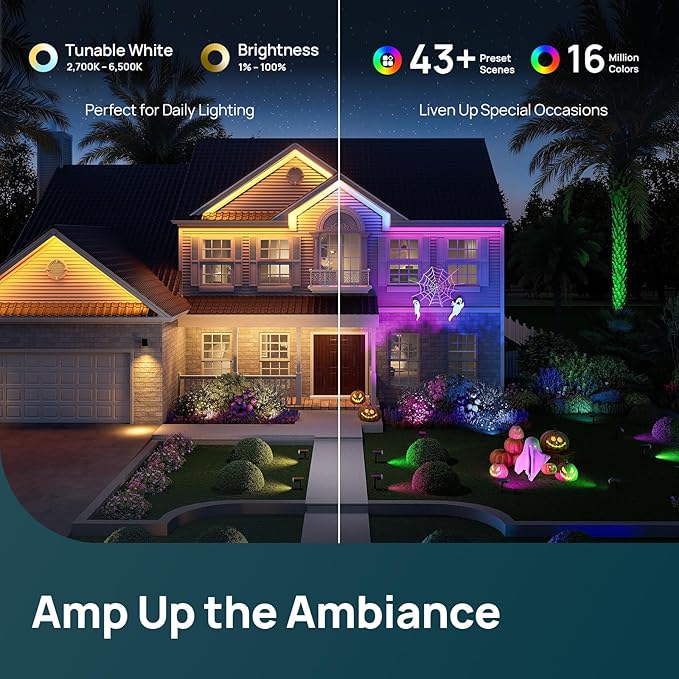 Linkind RGB Lights with Smart Solar Spot Lights Outdoor SL5C