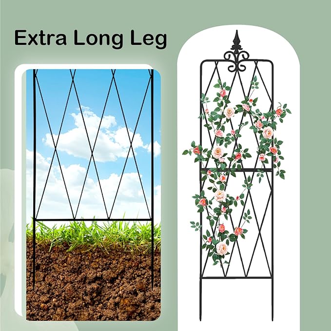 Garden Trellis for Climbing Plants Outdoor Metal Garden Trellises Decorative Garden Fencing Flower Trellis with Durable Powder Coating for Vines Plant Rose Vegetable Support Black (4 Pattern-A)