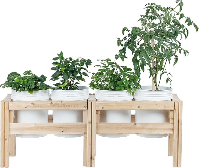 Greenes Fence Four Bucket Elevated Cedar Wood Garden Frame 54 in. x 16 in. x 20 in. - Made in USA with North American Cedar