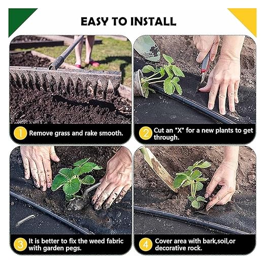 Driveway Fabric Weed Barrier Fabric Weed Control Film Barrier Fabric Garden Ground Cover for Landscaping(1.2x15m/4x50ft)