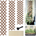 Expandable Wooden Lattice Trellis Outdoor Decorative Fence Panels for Climbing Plants Vine Ivy Rose Support Balcony Wall Decor Yard Landscape Edging Patio Divider Animal Barrier (3 Pack)