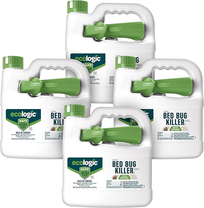 Ecologic Bed Bug Killer 64 Ounces Ready-To-Use Spray Kills Pyrethroid-Resistant Bed Bugs And Eggs 4 Pack