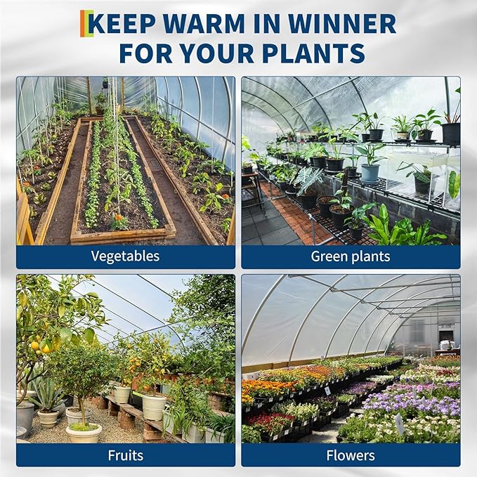 20X100FT Greenhouse Plastic Sheeting 6 Mil Thickness Transparent Greenhouse Film Waterproof Plastic Covering for Winter UV Resistant Clear Polyethylene Film for Farms Agriculture Garden