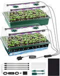 120-Cell Self-Watering Seed Starter Tray with Grow Light2 Sets of 60-Cell Seed Starter Kit with Tall Humidity DomeIndoor Seedling Starting Germination Kit with 4 Full-spectrum Growing Light Tubes