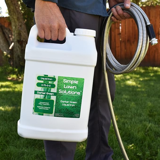Simple Lawn Solutions - Liquid Iron Darker Green - Chelated Micronutrients - Concentrated Booster for Lawn Indoor Plants and Outdoor Garden (2.5 Gallon)