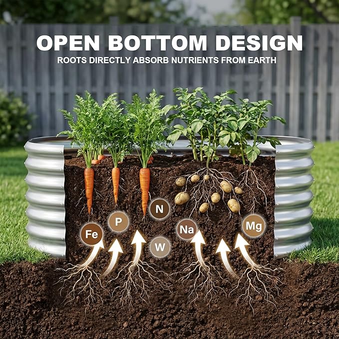 AHEONLAR 3 Pack 4×2×1.5ft Galvanized Raised Garden Beds Outdoor Sturdy Planter Boxes for Vegetables Fruits Flowers and Plants Easy Assembly Silver
