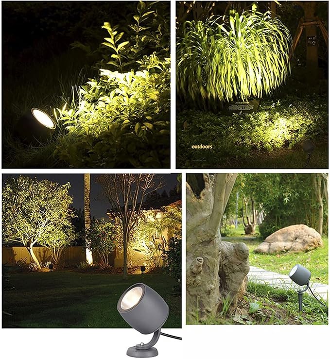 Outdoor Led Spot Lights COB Landscape Light IP65 Waterproof 360° Rotation COB Spotlights for Courtyard Hotel Yard Path Decor(White20W-DC24V)