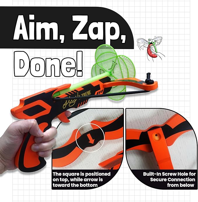 [2 Pack] Fly-X-Treme Fly Hunting Wooden Bug Gun Set – Accurate Fly Shooter with 2 Arrows