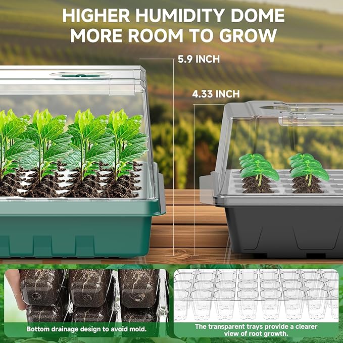 Seed Starter Tray Seed Starter Kit with Grow Lights Color Change Grow Lights for Seed Starting Kit 3 Timming Set Indoor Plant Growing Kit for Gardeners Germination Trays Kits Gardening Gifts