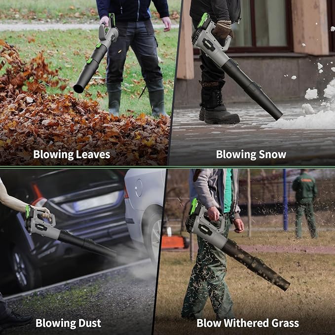 LEAPUL Leaf Blower Cordless 21V Electric Leaf Blower with 2×2.0Ah Batteries &amp 1 Fast Charger Lightweight Battery Powered Blower for Lawn Care Patio Cleaning