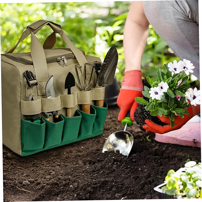 Garden Stool Folding Garden Seat with Detachable Storage Bag Multi-Pocket Gardening Bench Portable Zipper Gardener Tool Seat for Adults Garden Seat