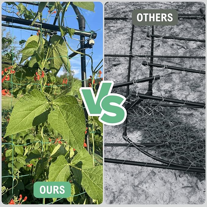 Garden Arch Trellis 7FT Extra Tall Polyethylene-Coated Stainless Steel Garden Trellis for Climbing Plants Outdoor Garden Trellis Arch for Cucumber Trellis | Gardening Trellis with Clips (Black)