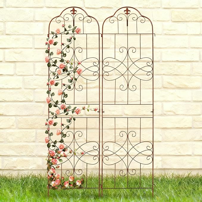 hogardeck 4 Packs 84 * 19 inch Metal Garden Trellis for Climbing Plants OutdoorHeavy DutyCoating Rustproof Trellis for Rose Vegetable Flowers ExpandablePerfect for Training Climbing Plants