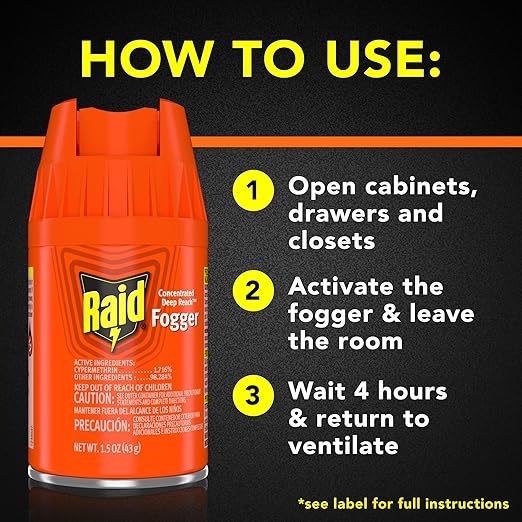 Raid Concentrated Deep Reach Fogger Kills Ants Roaches and Spiders 1.5 Ounce Cans 3 Count (Pack of 4)