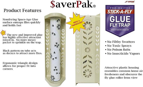 $averPak 4 Pack - JT Eaton Stick-A-Fly Glue Fly Stick Traps