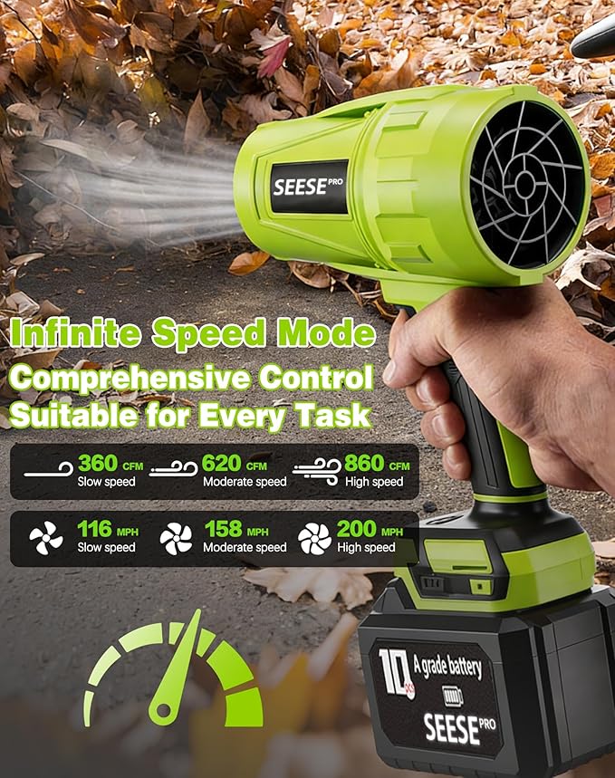 Turbo Jet Blower 1000g Thrust Cordless Leaf Blower Ultra-Light 1200 CFM 200 MPH Handheld Power Blower Long Runtime for Car Drying Porch Steps (2 * 15 Batteries Set)