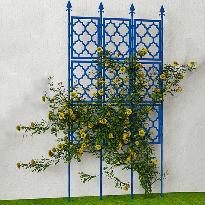 LTSRLL Decorative Fence - 1.5m/4.9ft 1.9m/6.2ft 2.30m/7.5ft 2.7m/8.8ft Tall Garden Trellis - Vegetables/Flower Pot Stake for Climbing Plants Support(Blue85cmx190cm)