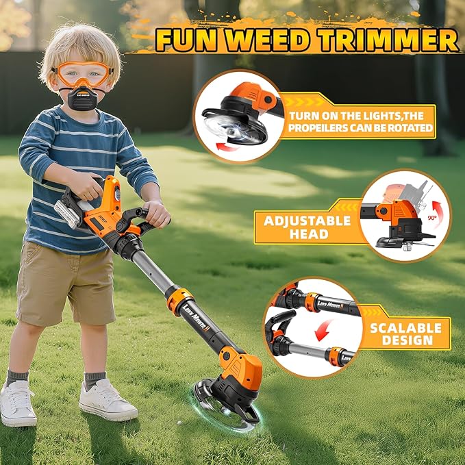 Kids Tool Set 3 in 1 Kids Power Garden Tools with Sounds &amp Lights Toy Weed Wacker Toy Leaf Blower and Hedge Trimmer Outdoor Toys Toy Tools Christmas Birthday Gifts for Boys 3 4 5 6 7 8 Year
