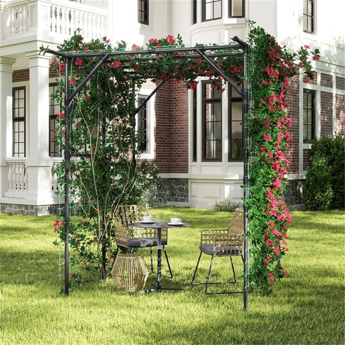 Large Garden Trellis Arch - 79x59x78 PE-Coated Metal Rustproof Plant Support for Climbing VinesClimbing Plants Vegetables Flowers Outdoor Arbor Wedding Party Decoration