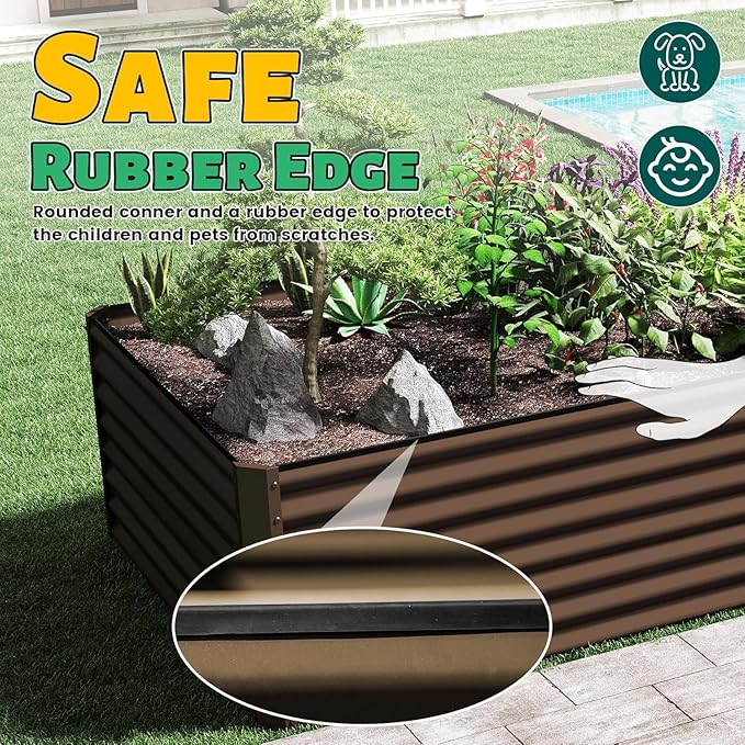 Planter Boxes Outdoor 8×4×2 Ft Metal Garden Raised Bed Galvanized Garden Boxes Outdoor Raised for Elevated Vegetable Flower Herbs (8×4×2FT)