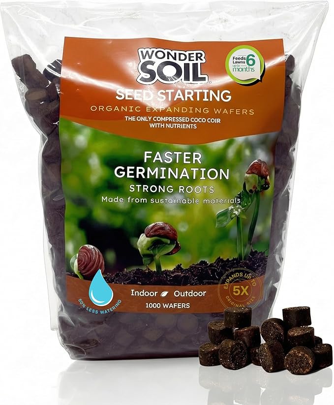 WONDER SOIL | 1000 Organic Seed Starter Pellets | Ready to Plant Seed Starting Soil Loaded with Pre-Mixed Nutrients | Fast Germination | Indoor or Outdoor | 1000 Count