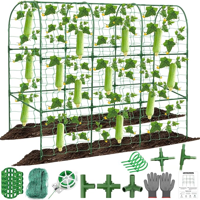 Cucumber Trellis for Raised Bed 51 x 50 Inch U-Shape Garden Trellis for Climbing Plants Outdoors Metal Garden Cucumbers Arch Trellis Cucumber Plant Support for Tomato Pea Zucchini Vine Flower