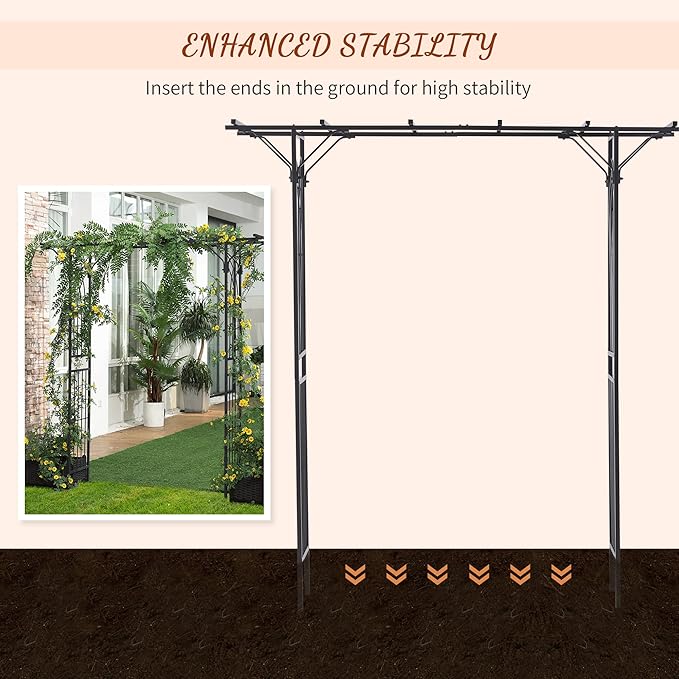 82'' Decorative Metal Garden Trellis Arch with Durable Steel Tubing &amp Elegant Scrollwork Perfect for Weddings Outdoor Events Garden Decor