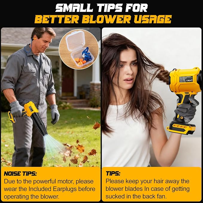 Cordless Leaf Blower Compatible for Dewalt 20V Battery(NO Battery) Mini Turbo Jet Blower with 2 Nozzles Lightweight &amp One-Hand Use for Patio Garage Yard Shop Cleaning Car Dryer(Tool Only)