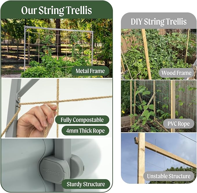 Vego Garden 6.5ft Long Tomato Metal Frame Trellis Garden Trellis for Climbing Plants Like Cucumber Beans Tomatoes &amp Vines (Garden Beds Not Included)