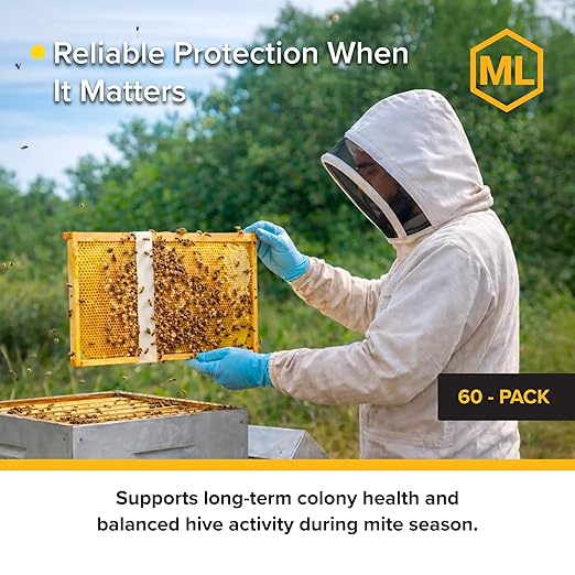 Mann Lake Apivar 2.0 Varroa Mite Treatment Strips Varroa Control for Spring &amp Fall Adaptable Strip Lengths for Multiple Hive Configurations Long Lasting Colony Protection 60 Strips