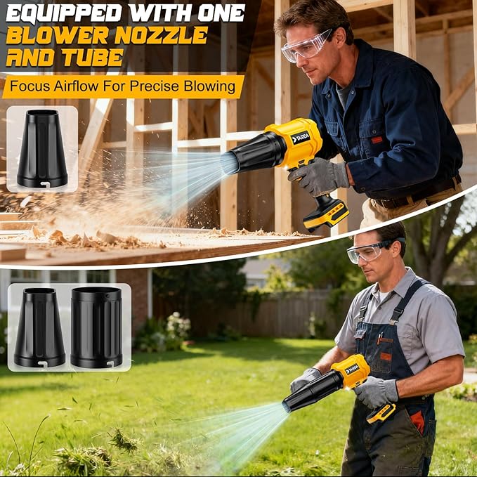 Cordless Leaf Blower Compatible for Dewalt 20V Battery(NO Battery) Mini Turbo Jet Blower with 2 Nozzles Lightweight &amp One-Hand Use for Patio Garage Yard Shop Cleaning Car Dryer(Tool Only)