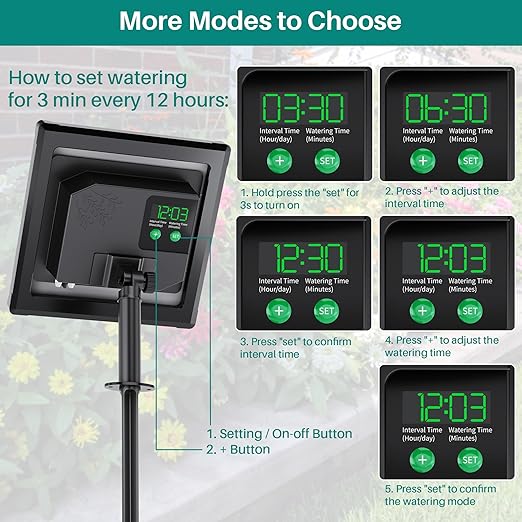 Biling Solar Drip Irrigation System 3W Drip Irrigation Kit Digital Programmable Smart Watering for 15 Potted Plants Outdoor Indoor Garden
