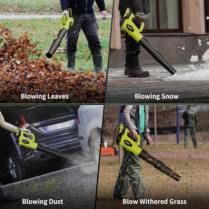 LEAPUL Leaf Blower Cordless 21V Electric Leaf Blower with 2×2.0Ah Batteries &amp 1 Fast Charger Lightweight Battery Powered Blower for Lawn Care Patio Cleaning