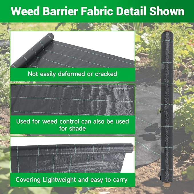 Weed Barrier Fabric Planting Cover - 3 x 150 FT Heavy Duty Landscape Fabric Ground Cover Block for Outdoor Planting