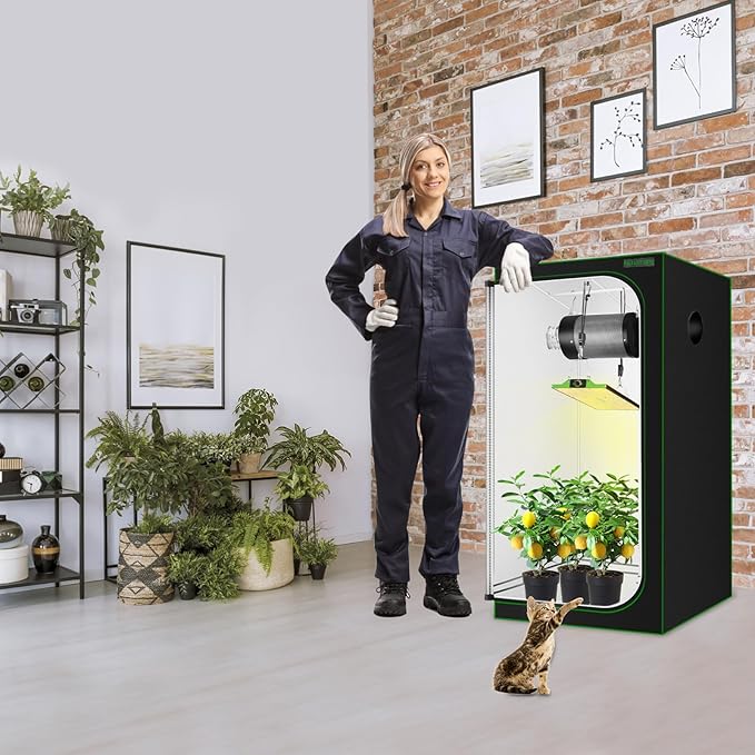 MELONFARM Grow Tent Complete Setup 2x2 70W Full Spectrum LED Grow Light &amp 24x24x48 Grow Tent Bundle 4 Efficient Airflow Ventilation System with Soundproof Duct Connector