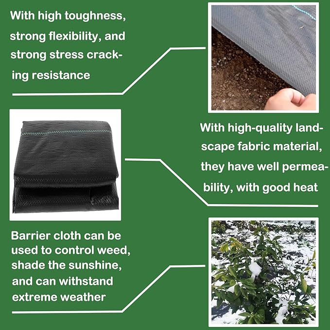Weed Barrier Landscape Fabric Woven - 3 x 300 FT Heavy Duty Weed Block Planting Cover Fabric Garden Bed Ground Cover for Gardening Agriculture