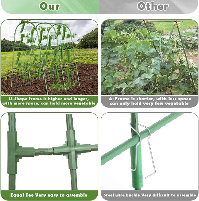 Cucumber Trellis for Raised Bed Garden Arch Trellis for Climbing Plants Outdoor Metal Garden Trellis for Spring Vegetables Cucumber Trellis for Spring Tomato Bean Pea Grape Plant