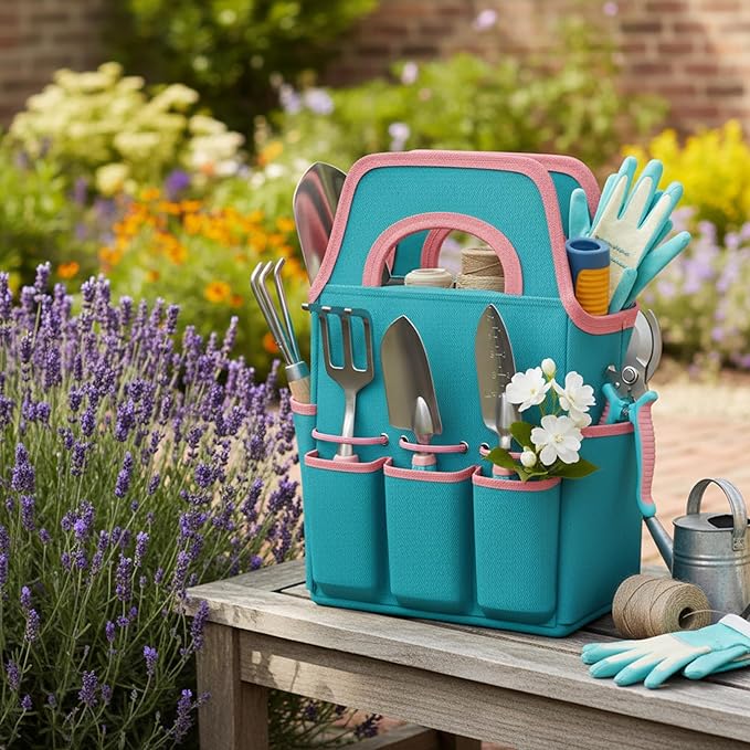 Garden Tool Set 6Pcs Essential Gardening Supplies Kit with Trowel Transplanter Hand Rake Pruner Outdoor Hand Tools for Women &amp Men