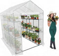 Walk-in Greenhouse for Outdoors Small Green House Outdoor with 3-Tier Shelves Roll-Up Zippered Door &amp Mesh Window All-Season Plant House for Vegetables Herbs Flowers for Patio Backyard Gardenin