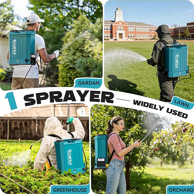 Battery Backpack Sprayer Compatible with Makita 18V Battery (Tool Only) 4.2 Gallon with Auto Mixer 0–100PSI Adj Leak-Proof Metal Telescopic Wand 42 6 Nozzles Ergonomic Strap–Lawn Garden Sprayer