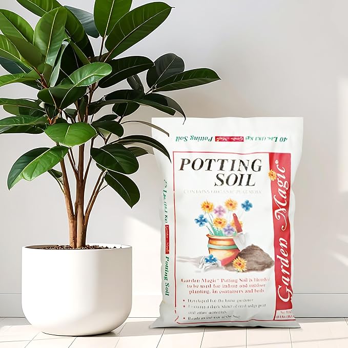 Michigan Peat 2 Pack Garden Magic General Purpose Moisture Retaining Potting Soil Mix for Indoor and Outdoor Planting 40 lb Bag