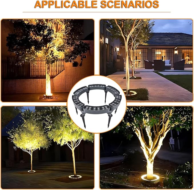 Garden Solar Lights LED Solar Landscape Spotlights for Big Tree Outdoor Ring Tree Light Made to Last(Green LightPack of 6)