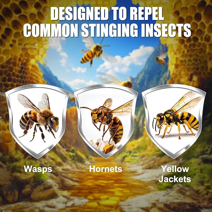 Wasp Repellent Spray - Bee Spray with 100% Safe &amp Natural Protection with Long-Lasting FormulaHornet Spray Fresh &amp Energizing Scents for Outdoor &amp Home