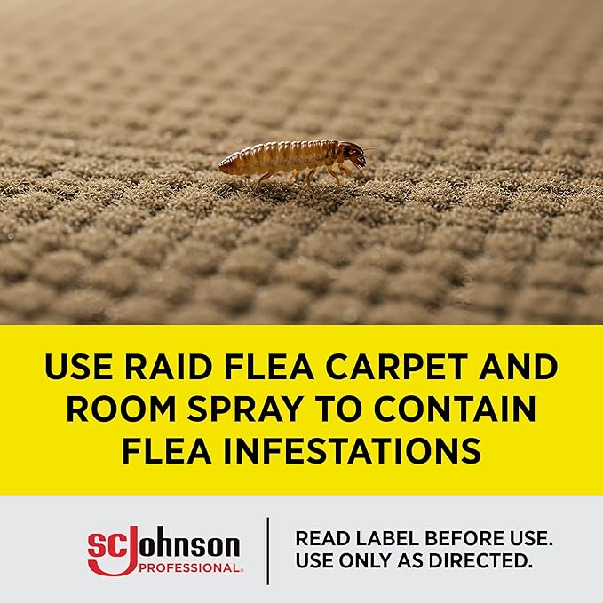 SC Johnson Professional Raid Flea Killer Plus Carpet &amp Room Spray Insecticide Aerosol Spray 16 oz 12 Count