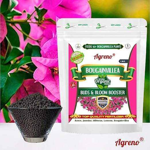 Agreno® Bougainvillea Buds and Bloom Booster Essential Organic Powerful Fertilizer Granule for Overall Fast Growth and Heavy Flowering of Bougainvillea Plants. (1 kg)