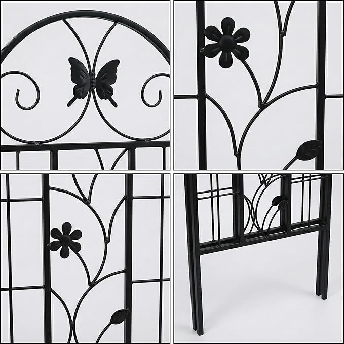 2 Pack Garden Trellis for Climbing Plants (86.7 H x 19.7 W) - Sturdy Rustproof Galvanized Metal with Powder Coating Outdoor Plant Support &amp Garden Screen/Corner for Roses Ivy Vines (Black)