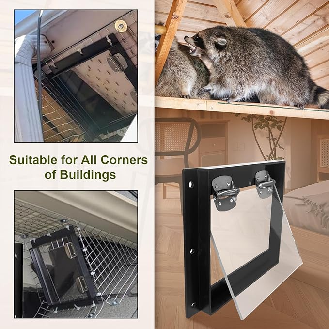 JINKEY Raccoon Excluder One Way Door Safe Removal Raccoons Trap Contactless Exclusion Device for AtticsUnder Decks &amp Chimneys Raccoon One Way Exclusion Door